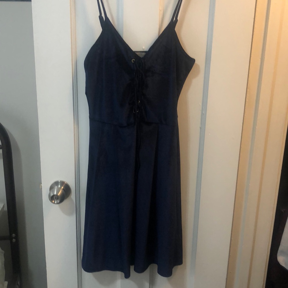 Midnight blue velvet dress